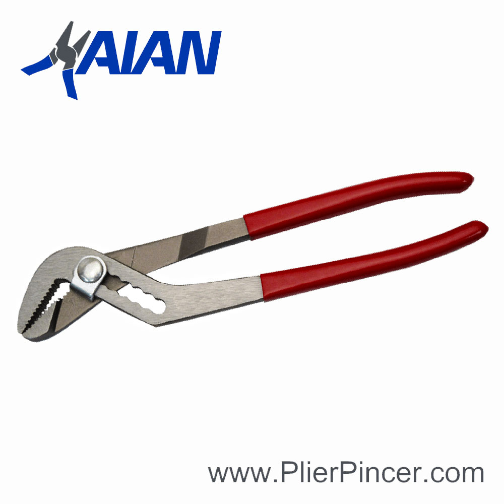 10 inch Tongue & Groove "Pump Pliers" Angle Nose Slip Lock Joint Pliers with Red Grips