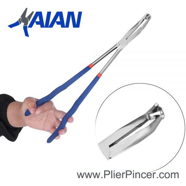 16 Inch Long Reach Pliers, 45 Degree Nose in Hand