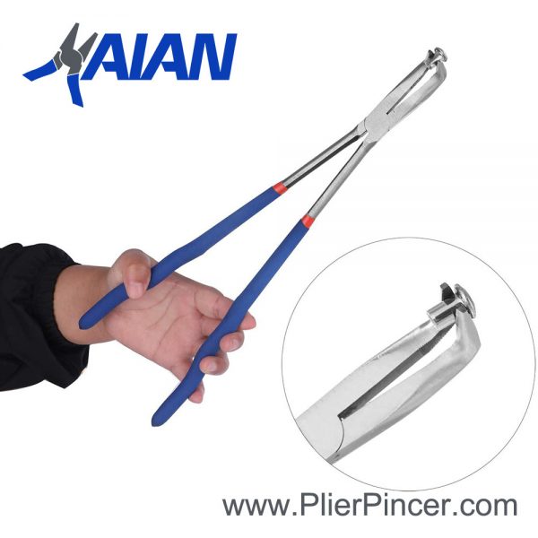 16 Inch Long Reach Pliers, 90 Degree Nose in Hand