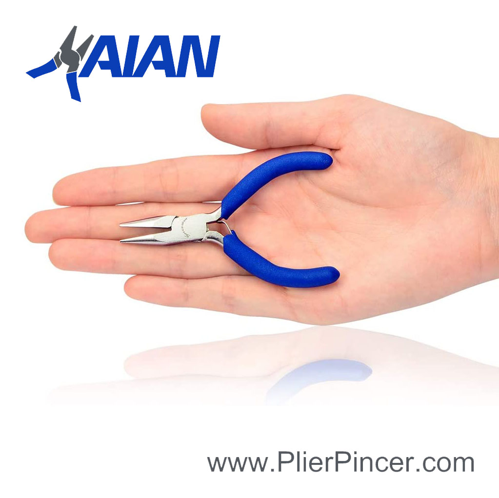 3 Inch Mini Chain Nose Pliers in Hand