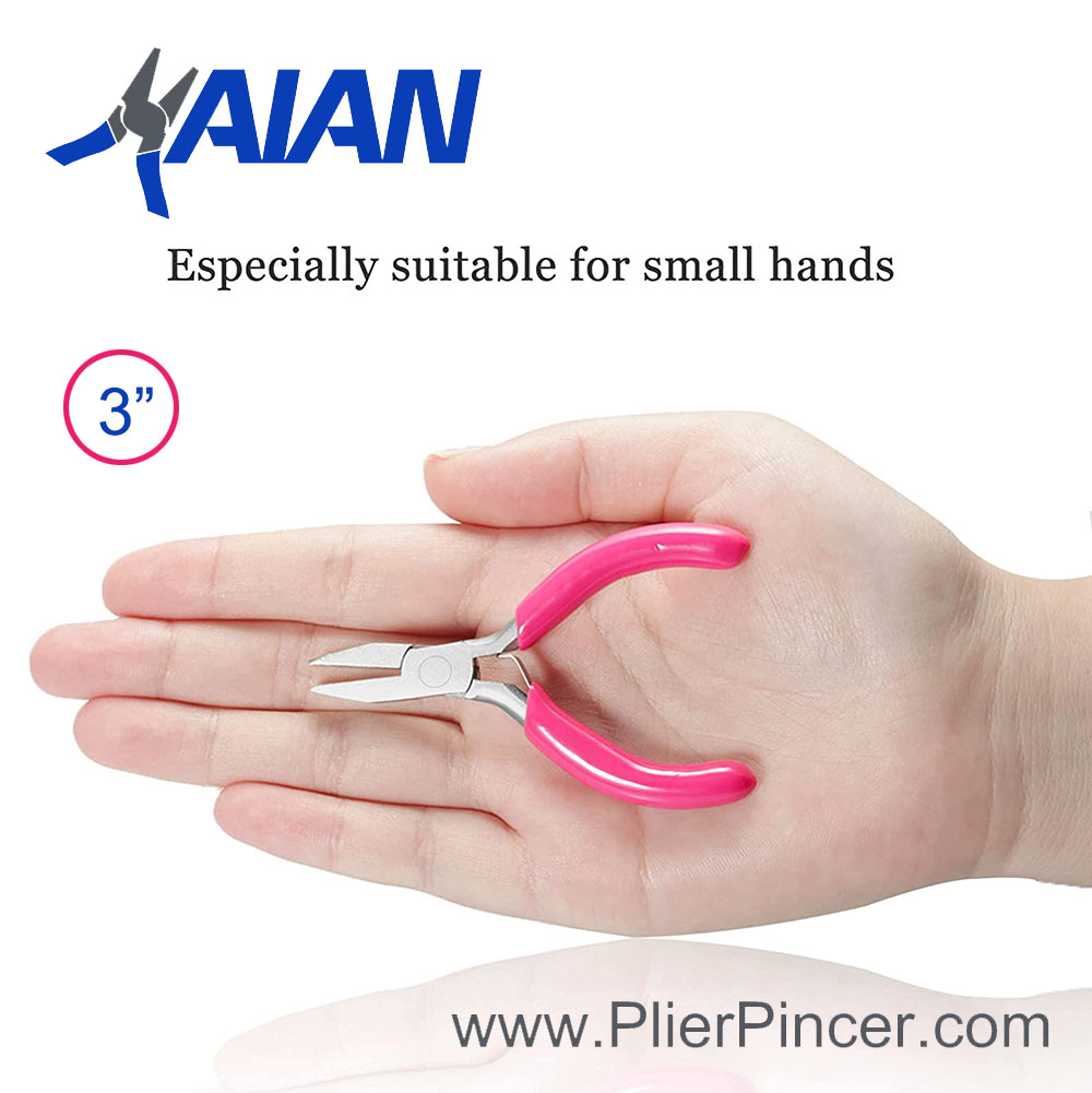 3 Inch Mini Flat Nose Pliers in Hand