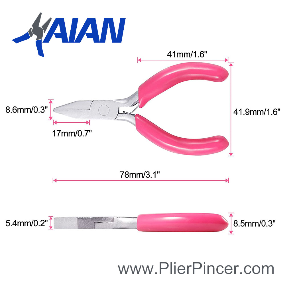 3 Inch Mini Flat Nose Pliers' Sizes