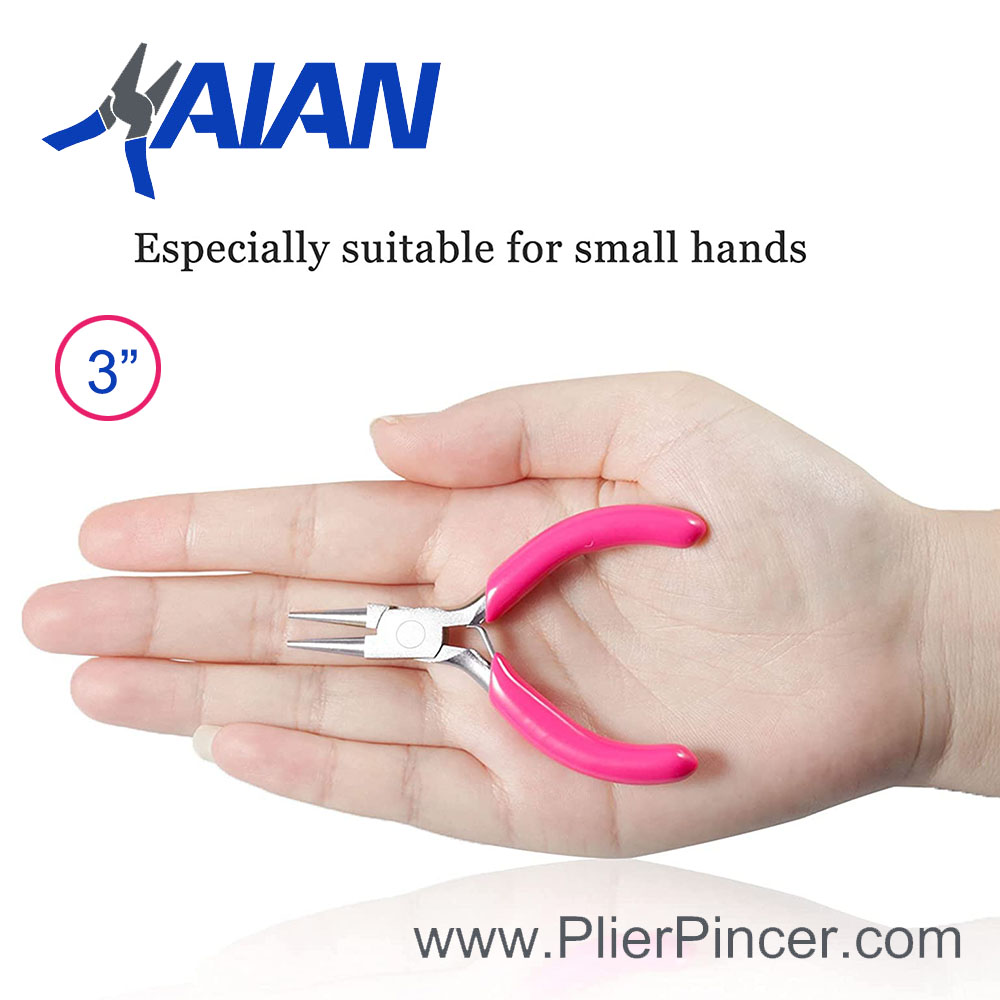3 Inch Mini Round Nose Pliers in Hand