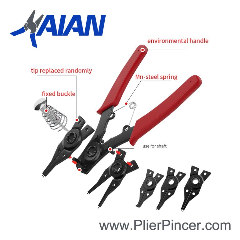 4-in-1 Interchangeable Circlip Pliers Set – High Carbon Steel Snap Ring Pliers With Replaceable Tips For Internal & External Retaining Rings – Automotive, Plumbing, And Machinery Use