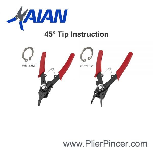 4 in 1 Circlip Pliers' 45 Degree Tip Instruction