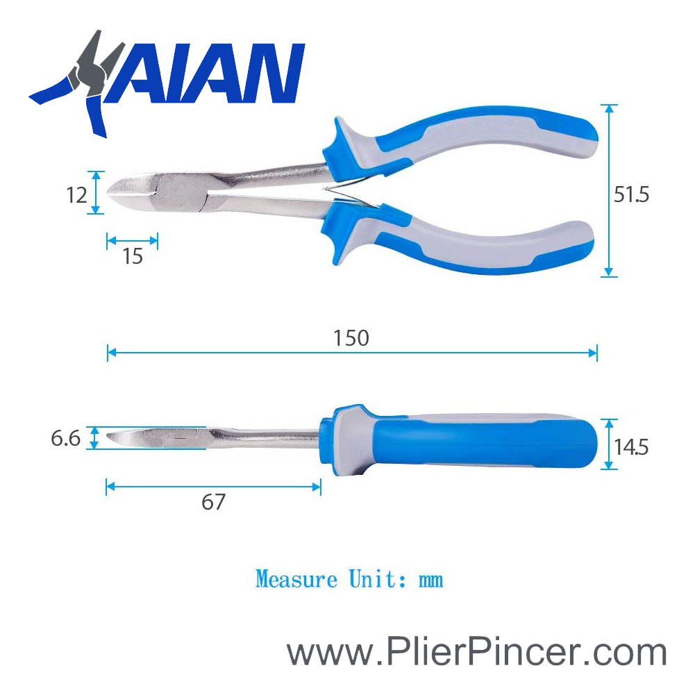 6 Inch Mini Long Reach Diagonal Cutting Pliers' Sizes