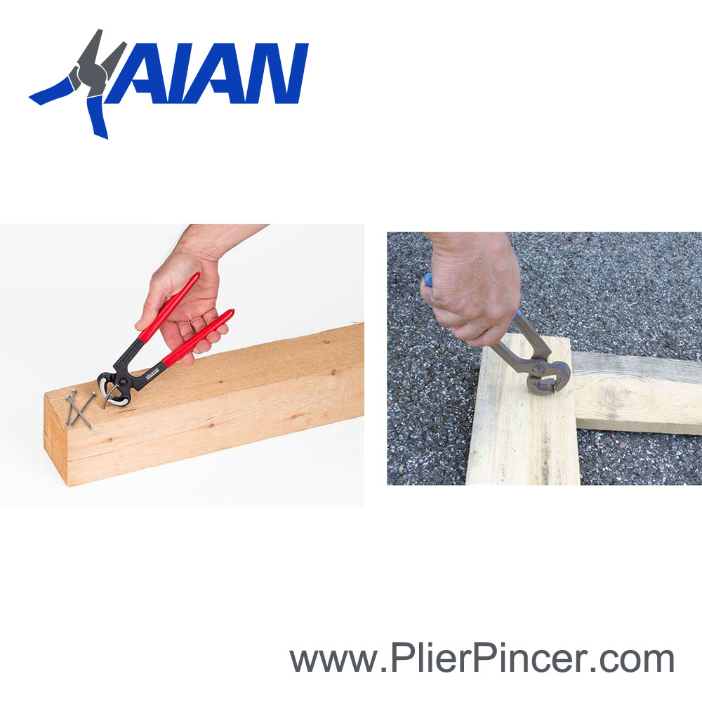 Carpenters Pincers pull nail from wood