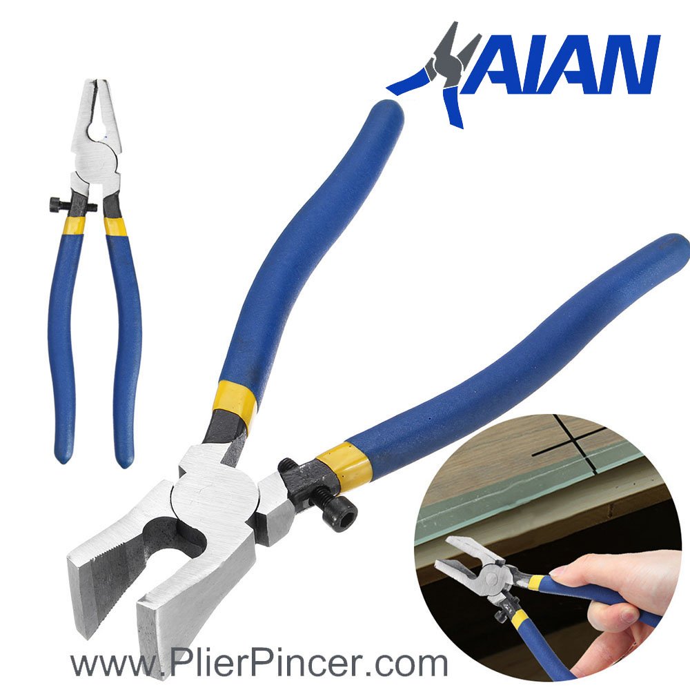 Glass Running Pliers with Rubber Tips for Glass Cutting Pliers with Curved  Jaws