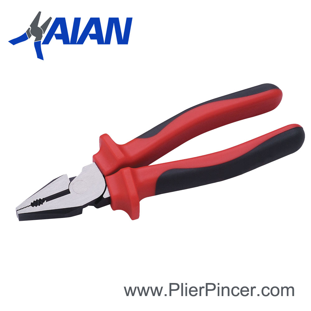 High Leverage Labor Saving Combination Pliers with Red Black Grip