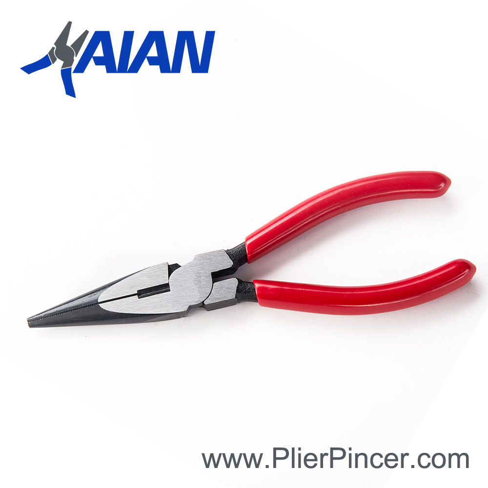 High Leverage Long Nose Pliers with Vinyl-coated Handles