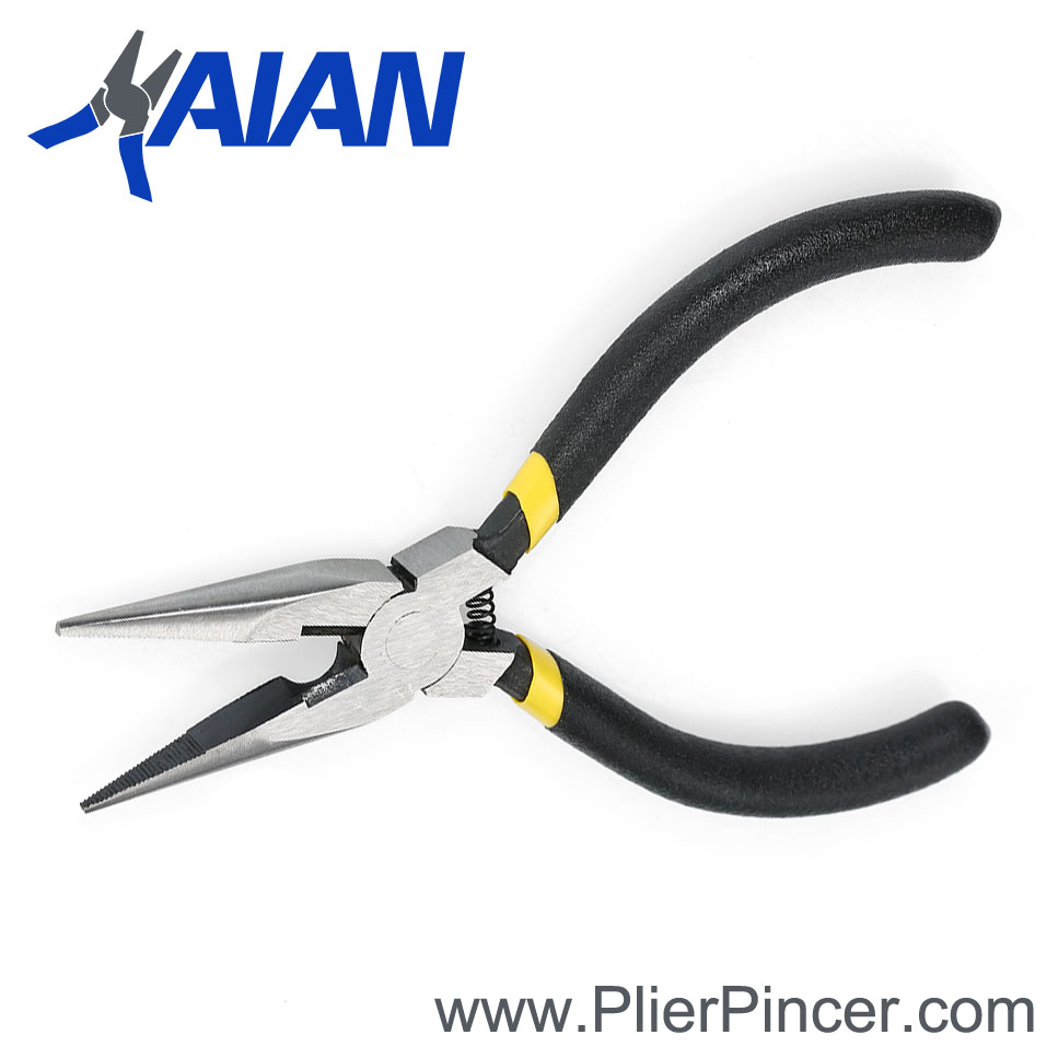 Japanese Type Long Nose Pliers with Vinyl-Coated Grips