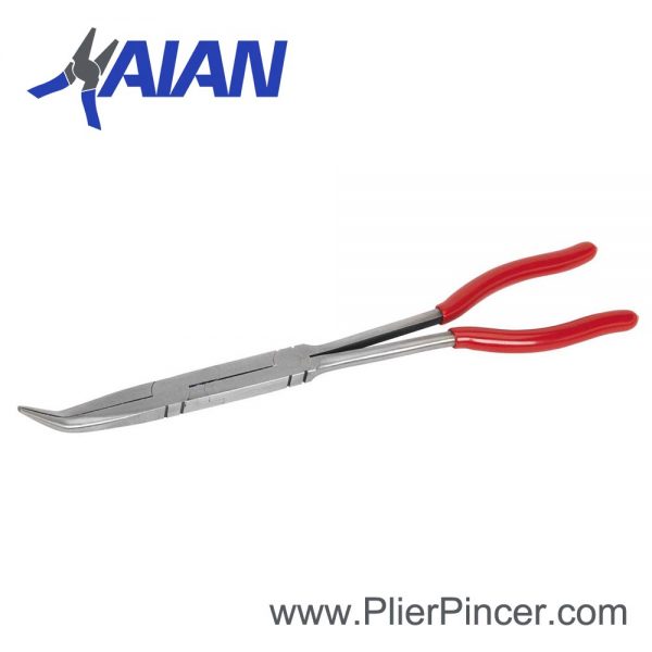 Long Reach Double X Pliers, 45 Degree Curved Nose