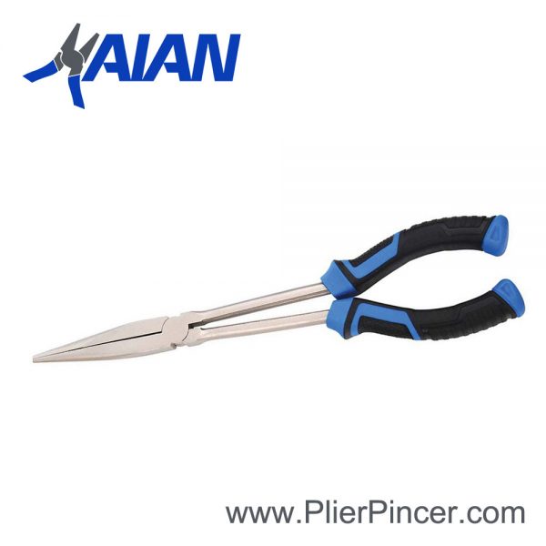 Long Reach Pliers Straight Nose with Blue-Black Grips