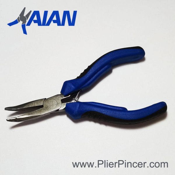 Mini Bent Nose Pliers with Blue-black Handles