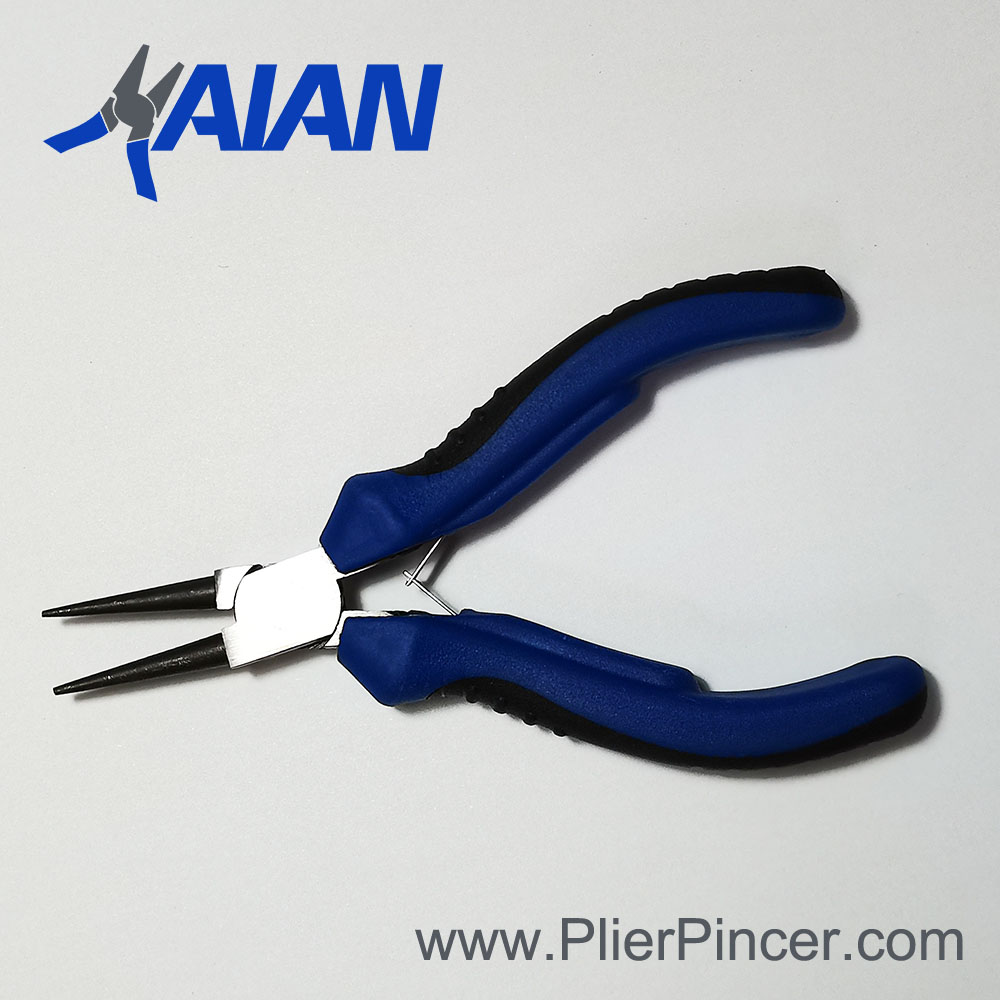 Mini Round Nose Pliers with Blue-black Handles