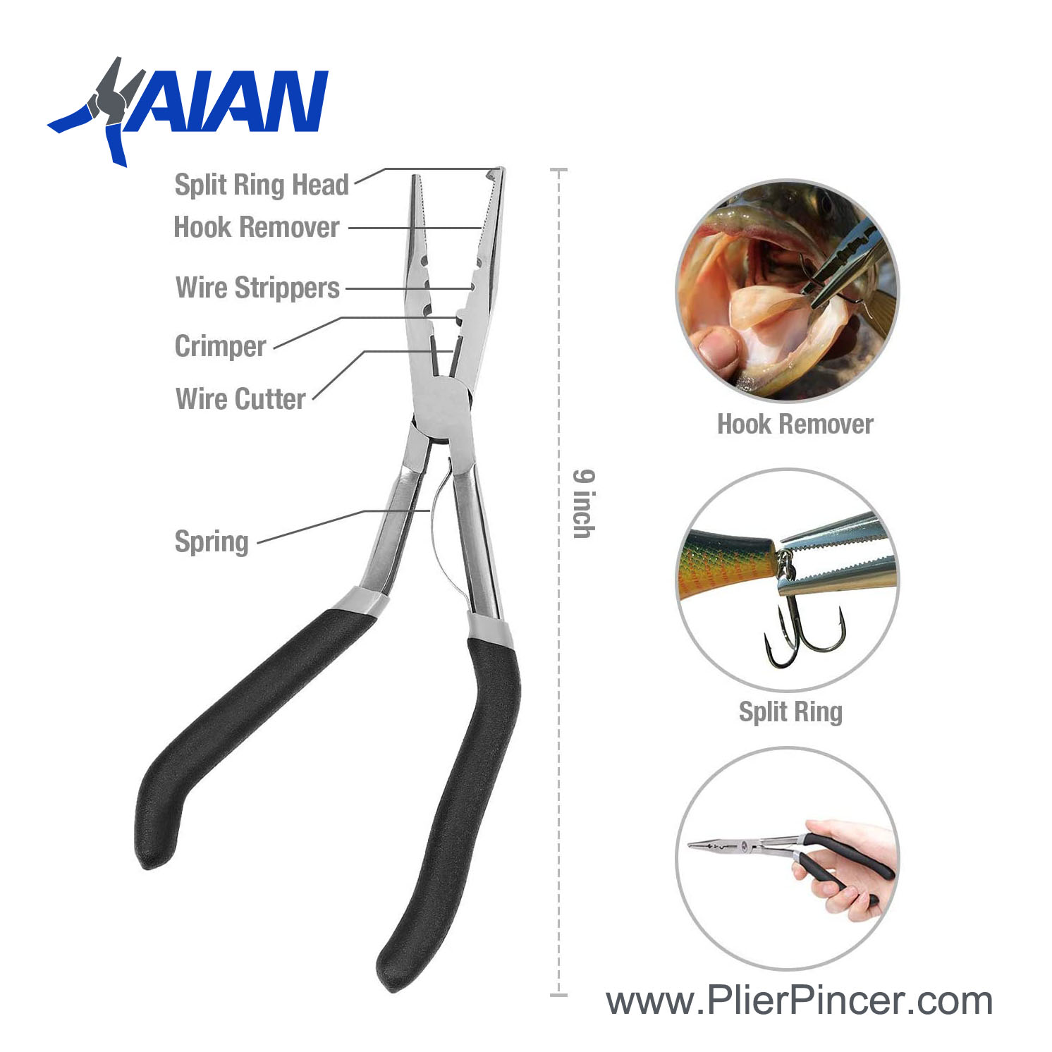 Multifunctional Plier Grip Cut Lines Split Ring Opener Crimp