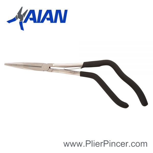 Pistol Grip Long Reach Pliers Staight Nose Nickel Plated