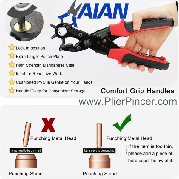 Revolving Punch Pliers with comfort grip handes